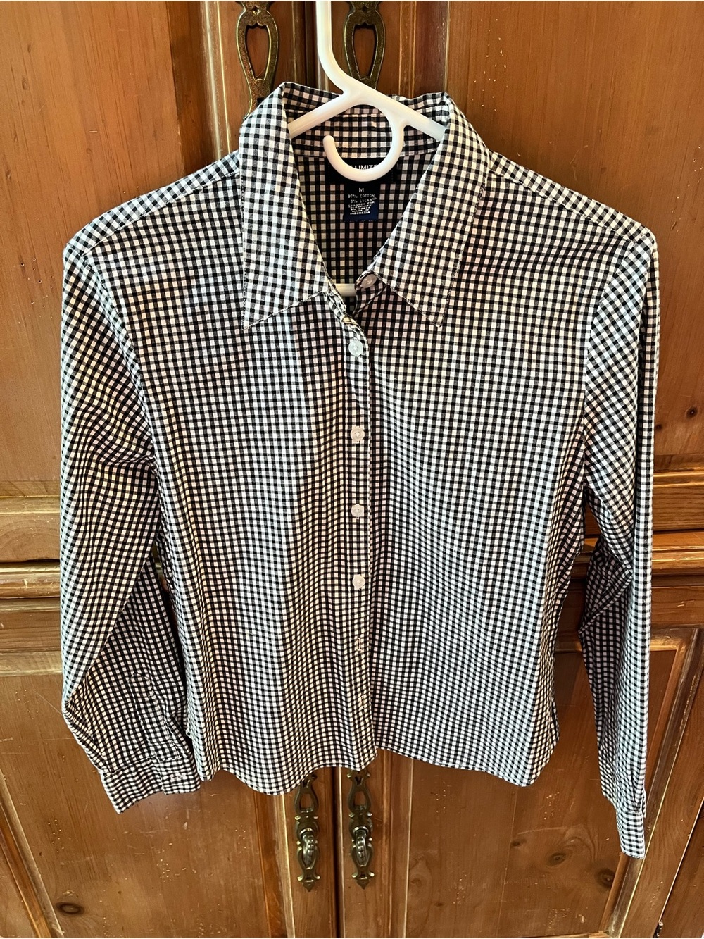 THE LIMITED. NEW! MEDIUM BLACK & WHITE GINGHAM CHECK COLLARED SHIRT/BLOUSE.